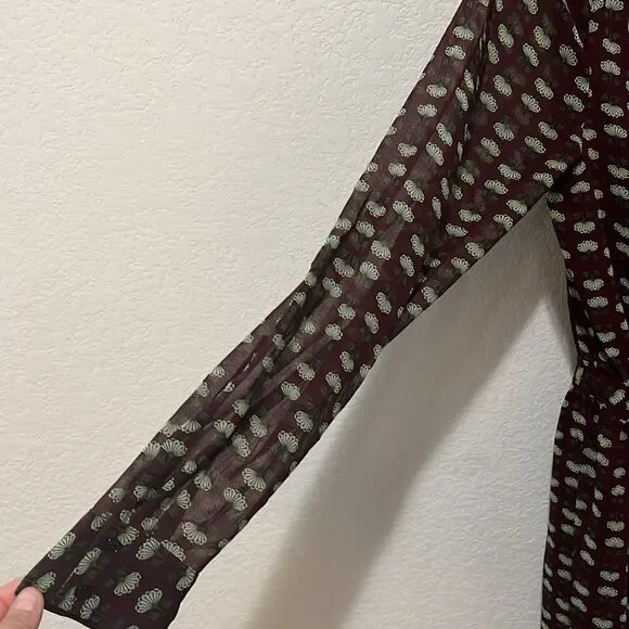 SCOTCH & SODA Atelier 4 Maroon Floral High-Low Wrap Dress, Size M - Picture 6 of 13